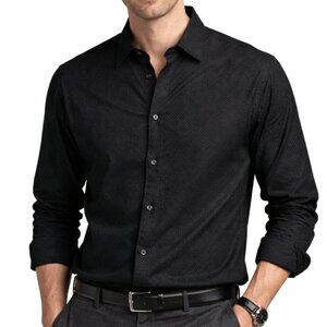 Stamp 10 Textured Black Button-Up | Size Large